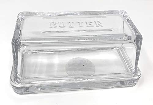 Butter Dish Glass Clear by Fireplace and Hand with Magnolia