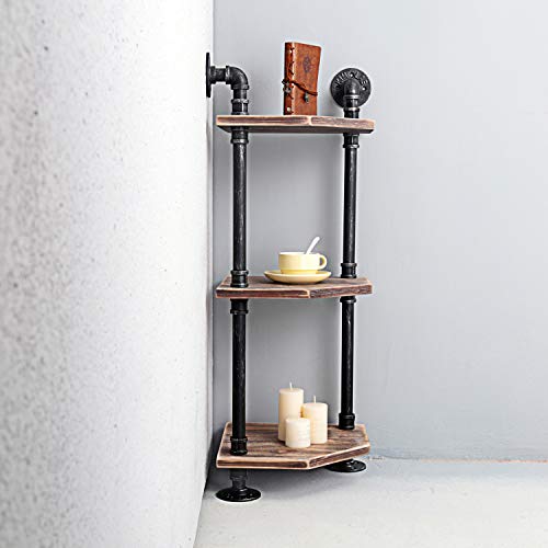 MBQQ Industrial Pipe Shelves Modern/Rustic Corner Book Shelves with