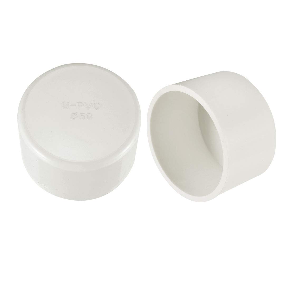 sourcing map 50mm PVC Pipe Cap Fitting, Slip Socket External End Caps 2 Pcs