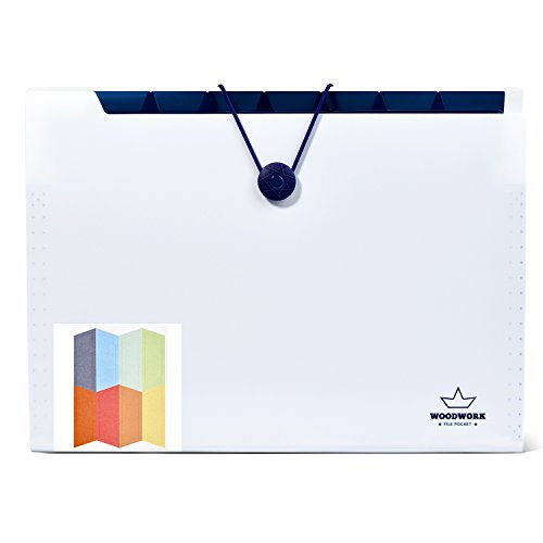 FHEAL File Folders with Pockets Plastic Expanding Folders Letter Size Paper Organizer with Elastic Band 1 Pack White