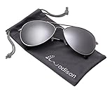 WODISON Vintage Reflective Mirror Lens Metal Frame Aviator Sunglasses