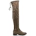 Ollio Women Shoe Drawstring Stretch Faux Suede or Faux Leather Over the Knee Zip Up Long Boots