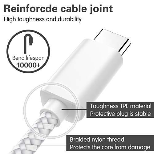 image for TNSO USB C Cable 5Pack (3/3/6/6/10FT) Nylon Braided Type C Cable Charg
