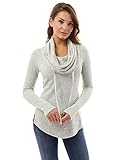 PattyBoutik Women's Raw Hem Style Cowl Neck Tunic Top (Light Heather Gray S)
