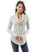 PattyBoutik Women's Raw Hem Style Cowl Neck Tunic Top (Light Heather Gray S)