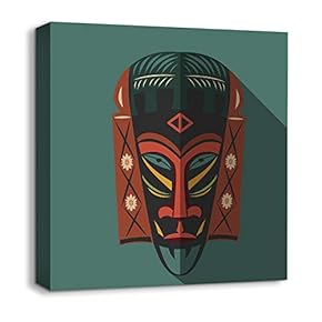 Canvas Wall Art African Culture Pattern Painting Artwork for Home Prints Framed - 12x12 inches