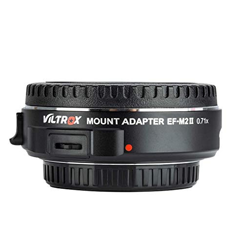 Lens Adapter EF-M2 II Auto-Focus 0.71x Speed-Booster MFT Converter for Canon EF Lenses to M4/3 Cameras GH4 GH5 GF6 GF1 GX1 GX7 GX85 E-M5 E-M10 E-M10II E-PL5 Pen-F