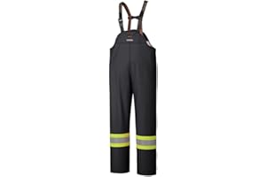Pioneer Waterproof FR Oil & Chemical Resistant Rain Bib Pants for Men - Lightweight Work Stretch Overalls - Class 1 - Black