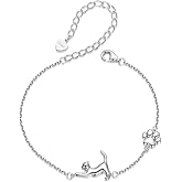 NewZenro Cute Cat Paw 925 Sterling Silver Bracelets for Women Minimalist Lovely Kitten Pet Animal Charm Link Bracelets Adjustable Chain Hypoallergenic Fashion Jewelry Gifts