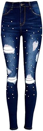 iRachel Womens Rise Ripped Denim Distressed Slim Jeans Pearl Destroyed Pants