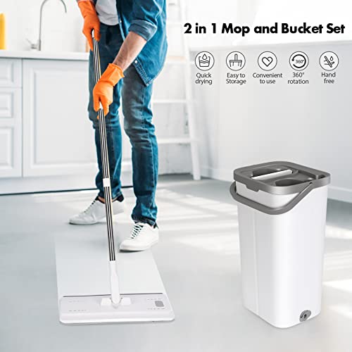 MASTERTOP Spin Mop and Bucket with Wringer Set, Mops for Floor Cleaning