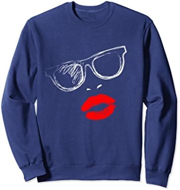Unisex Stylish Sweatshirt for Nasty Girls gift Red Lips Sweater Large Navy