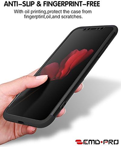 iPhone X Case, EMDPro iPhone 10 Ultra-Thin Armour Defender Anti-Slip Scratch Fingerprint Dust Shock-proof Protective Case Cover Hard Red Black Back Cover Best Case New 2018 Design (Black)