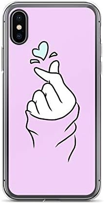 iPhone X/XS Pure Clear Case Cases Cover Cute Heart~ Pastel Purple