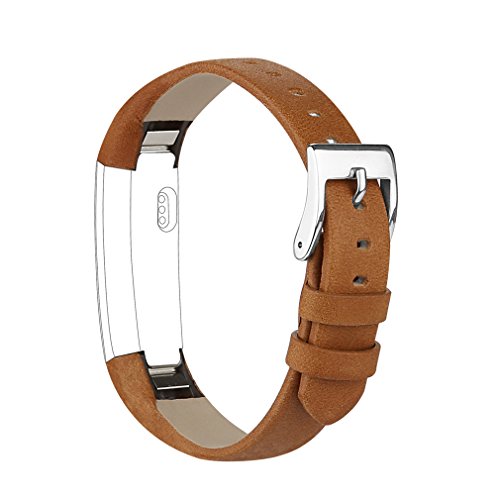 Vancle Fitbit Alta (HR) Band / Fitbit Alta HR 2017 Leather Wristband Adjustable Replacement Accessories Strap with Buckle for Fit bit Alta (Brown)