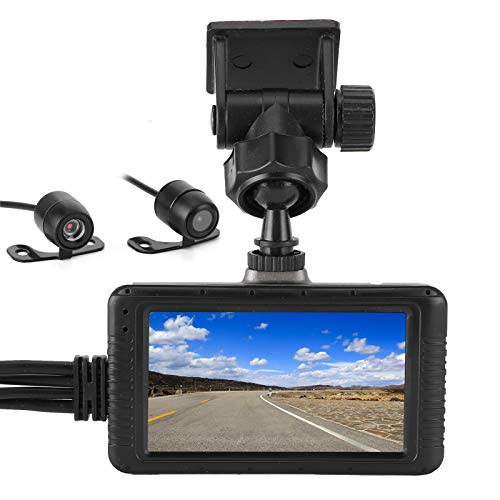 Motorradkamera Vorne und Hinten, Motorradkamera Vorne und Hinten, Dashcam und On-Board-DVR 1080P Motorrad-DVR Vorne Hinten Doppelobjektiv-Dash-Kamera-Fahrrekorder mit Integrierter