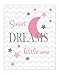 Cute Pink Owl Home Wall Decor Prints - 3 Piece Decoration Photo Set - for Baby Girls Bedroom/Nursery/Playroom Art - Blush Pink Sleeping Nature Woodland Owl Animal and Sweet Dreams Quote with Stars