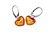 Genuine Natural Baltic Amber Dangle Leverback Earrings Hearts