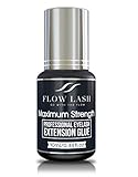 Strongest Eyelash Extension Glue - Maximum Strength, Professional Grade Eyelashes Black Adhesive, Formaldehyde & Latex Free Lashes Supplies, Semi - Permanent Eyelash Glue by Flow Lash, 10mL