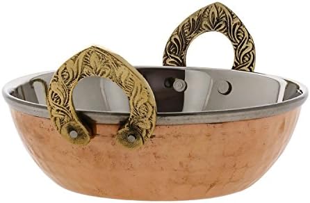 Visvabhavanah Serve ware Accessories Stainless Steel Hammered Copper Karahi Pan Bowls Set of 2