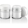 Furnido 2 Pack 1.7 oz Refillable Airless Pump Jars With Lid, Empty Acrylic Makeup Cosmetic Containers for Thick Moisturizer, Travel Lotion, Skincare, Cream,White