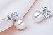 Womens 8-9mm Freshwater Pearl Diamond Stud Earrings 925 Sterling Silver Color White