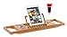 Prosumer's Choice Natural Bamboo Bathtub Caddy Tray Organizer With Book, Tablet, Phone, Wineglass Holder