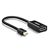 UGREEN Mini DisplayPort to HDMI Adapter (Thunderbolt 2.0) 4K Mini DP to HDMI Adapter Cable suitable for MacBook Pro MacBook Air, iMac, Surface Book Pro 3/4/5, Thinkpad, Google Pixel Chromebook - Black