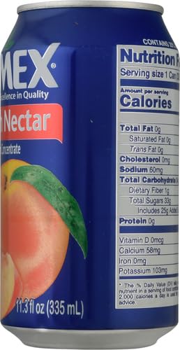 JUMEX PEACH JUICE NECTAR – PEACH NECTAR MADE WITH FRESH FRUIT PUREE – FRUIT JUICE CONCENTRATE FOR SMOOTHIE MIX, COCKTAIL MIXERS & KIDS DRINKS & BEVERAGES – 11.3OZ, 1 PACK CANNED DRINK