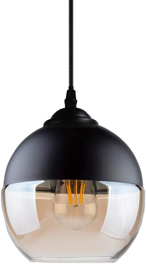 Glass Pendant Light Modern Industrial Metal Finish Transparent Glass Ball Round Shadow Loft Chandelier Ceiling Lamp Modern Gold-Plated Glass Ball (Amber)