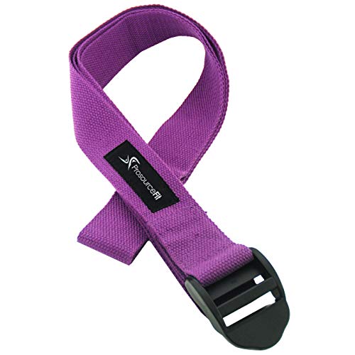 ProsourceFit Cinch Buckle Yoga Strap, Durable Cotton 8ft. x 1.5in for Stretching, Flexibility, Holding Yoga Poses and Physical Therapy, Purple