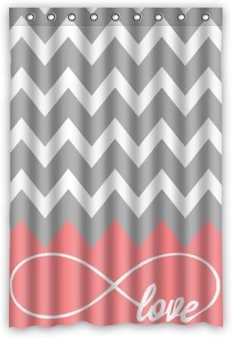 Love Infinity Forever Love Symbol Chevron Pattern Pink Grey White Waterproof Bathroom Fabric Shower Curtain Bathroom Decor 48 Amazon Co Uk Kitchen Home