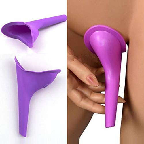 YaptheS Female Urinary Incontinence Device Lady Silicone Funnel Woman Outdoor Pee Standing up Recycled Camping Portable urinals in The Bathroom - Purple.