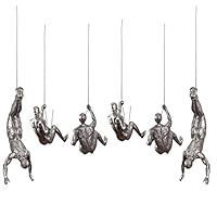 Olpchee 6Pcs Nordic Resin Climbing Man Wall Sculpture Creative Hand-Finished Wall Art Home Decor Sculptures Statues (Silver Rust)