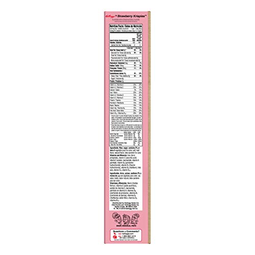 Rice Krispies Kellogg's Strawberry Krispies, Breakfast Cereal, A Good Source of 11 Vitamins and Minerals, 11.5oz Box