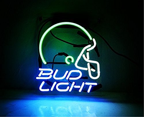 Helmet Neon Sign, Bud Light Design Handmade Glass Neon Light for Kids Gift Bedroom Beer Bar Club Garage Store Window Decoration Signs 10''x 8'' Blue - Thumbnail 2
