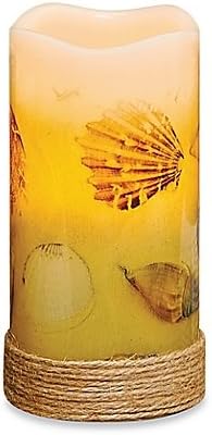 Seashells Flameless Pillar Candle with LED and Timer