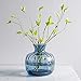 CASAMOTION Vases Hand Blown Art Glass Vase, Ripple Design Centerpiece Vases for Table, Blue