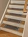 Stair Treads Skid Slip Resistant Backing Indoor Carpet Stair Treads Trellis Border Design 8 ½ inch x 26 ¼ inch (Set of 13, Grey Black)