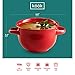 KooK Broil Safe Soup Bowls, French Onion Soup Crocks, Oven Safe Soup Mugs, Ceramic Bowls with Handles, for Rice, Dessert, Pasta, Dishwasher, Microwave, Set of 4, 18 oz (Red)