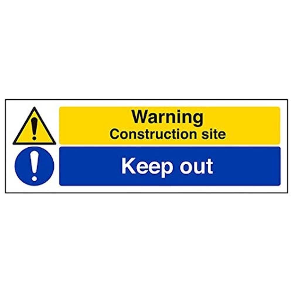 V Safety Eco Friendly Warning Building- Warning, Construction Site/Keep Out - 600 X 200mm