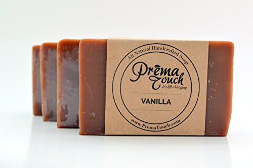 PremaTouch VANILLA Coconut Oil Bar Soap. Life Changing, All Natural, Handcrafted COCONUT OIL Based Soap. SLS and Paraben Free (Vanilla 4 Bar Pack, formerly Freedom Soap)