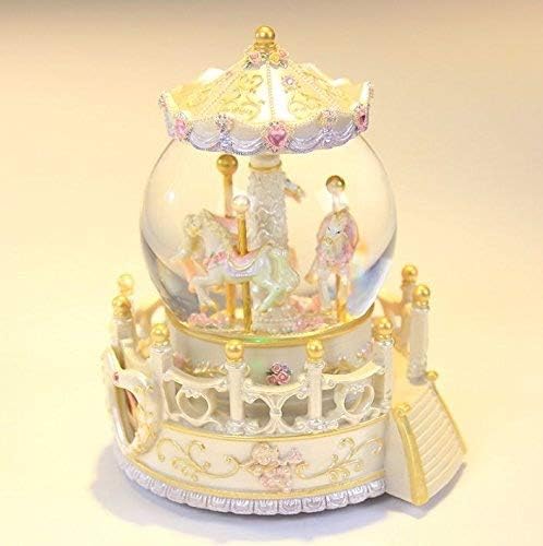 SMUSC With the snow crystal ball light carousel music box music box creative to send his girlfriend children,white