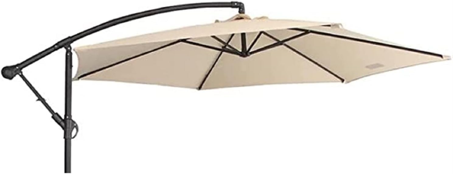 Top Replacement for Parasol with Pole Towel Centred decentralised Aluminium Wood Round Ø300 cm Diameter 6 Cues with Airvent Ecru