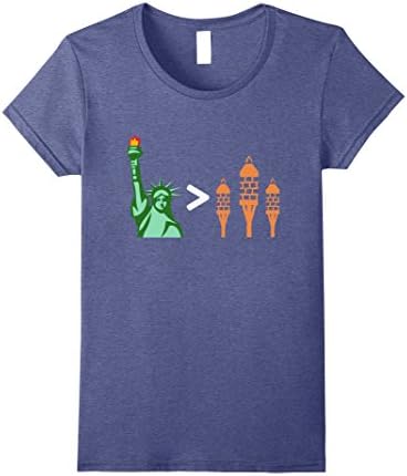 Womens Statue of Liberty Trumps Hate Tiki Torches Greater Than Large Heather Blue