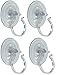 Holiday Joy Suction Cup Hooks - Pack of 4, Giant Suction Cups for Shower Wall, Front Door and Glass Window - Heavy-Duty Wreath Hook Set﻿