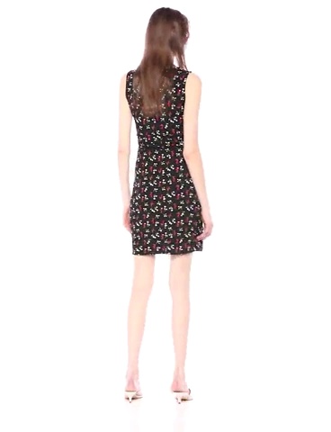 Lark-Ro-Womens-Sleeveless-V-neck-Gathered-Faux-Wrap-Dress