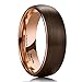 King Will DUO 8mm Dome Mens Brown Tungsten Carbide Wedding Band Ring Rose Gold Inside Comfort Fit 11.5