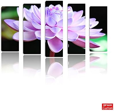 BPAGO Romantic Lotus Flower Canvas Paintings wall art wall decorations 5 Panels Ready to hang for living room 60 by 40inches