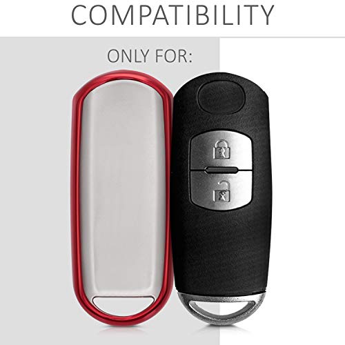 kwmobile autosleutelhoes compatibel met Mazda 2-knops Keyless Go autosleutel - TPU beschermhoes in hoogglans rood - Afbeelding 7